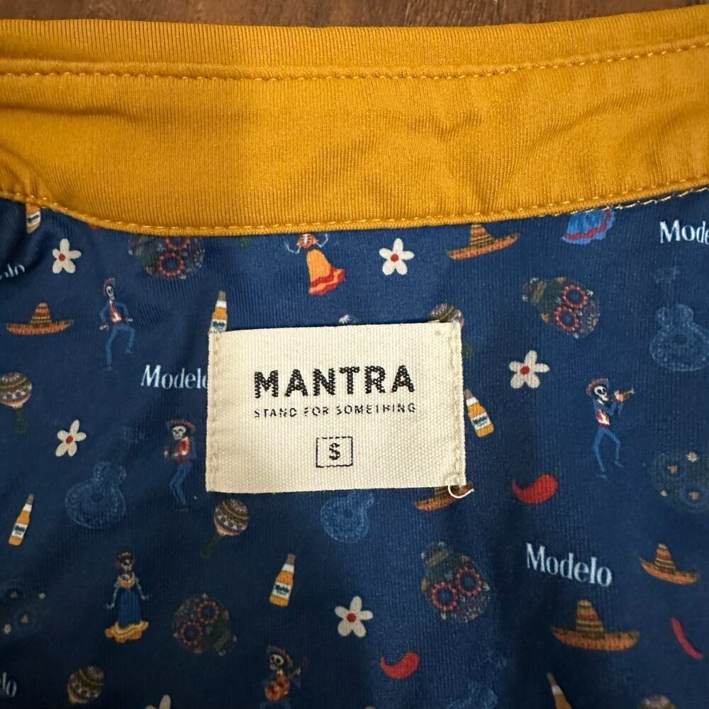 MANTRA Catalyst Polo Shirt Navy Blue Modelo Dia De Los Muertos Mexican - Picture 5 of 8